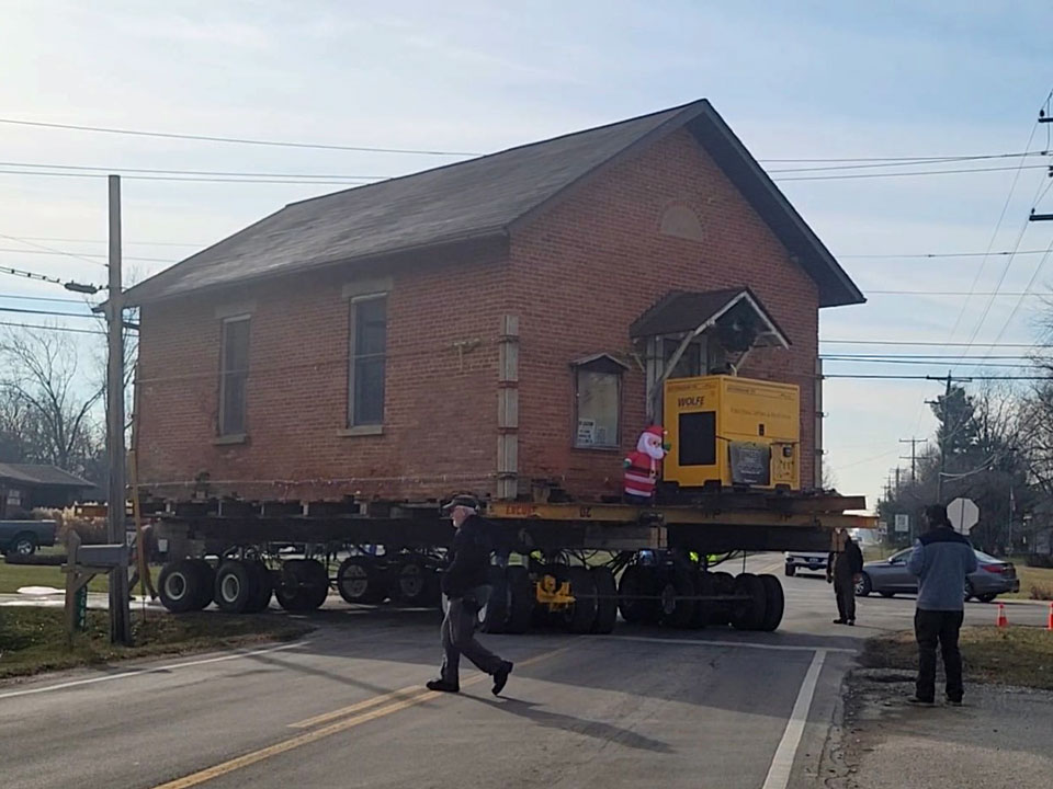 Genoa Township Park Old Townhall Building Move 4
